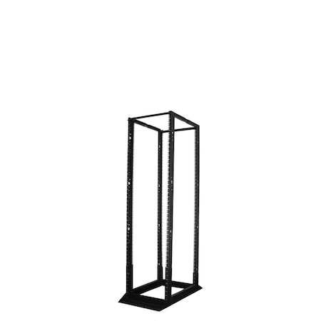 4-Post Open Frame Steel Floor Rack, Adjustable, 28U, 4' X 19 X 24-36D, Black